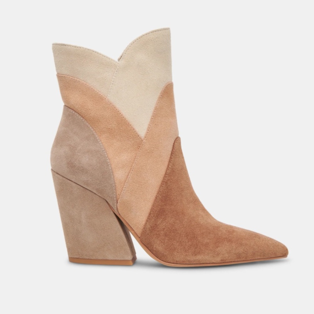 Dolce Vita NEENA BOOTIES BROWN MULTI SUEDE Heeled Boots 8.5